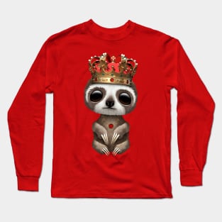 Cute Baby Sloth Wearing Crown Long Sleeve T-Shirt